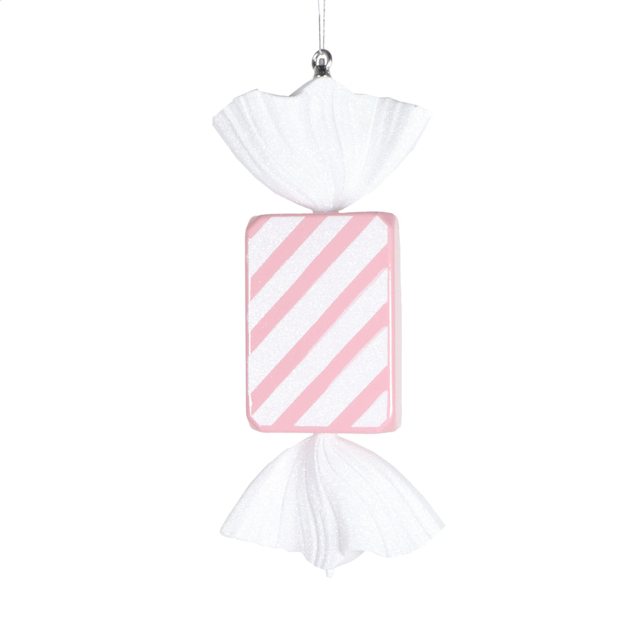 Bonbon rectangle rayé rose pâle