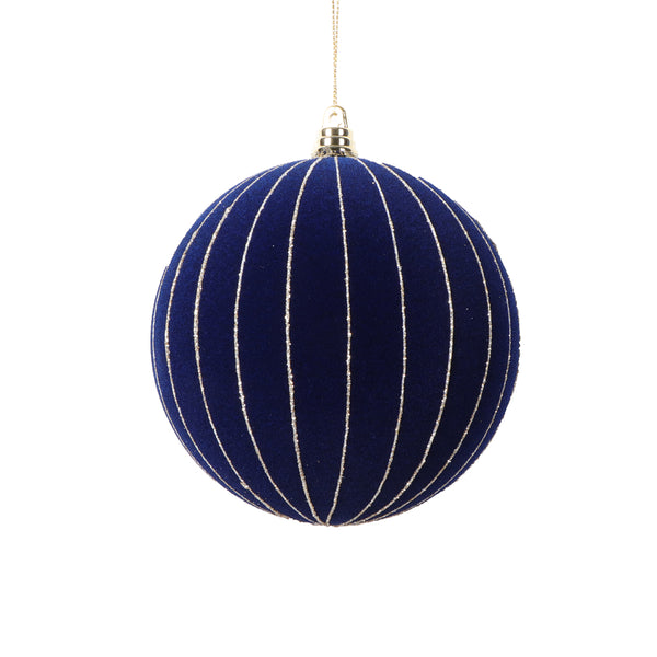 Boule velour bleu minuit 4,7"