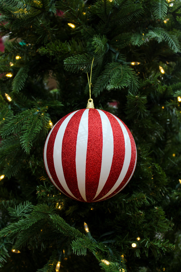 Boule pailletée rouge et blanc 6"