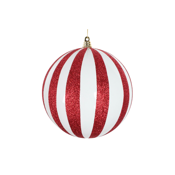 Boule pailletée rouge et blanc 6"