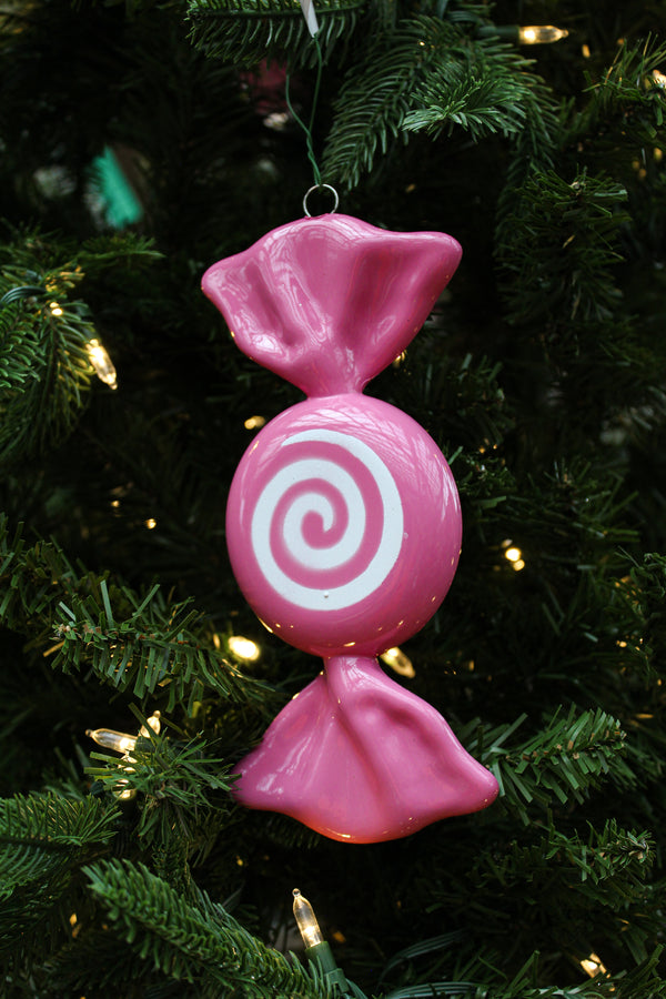 Bonbon rose vibrant et blanc 7,5"