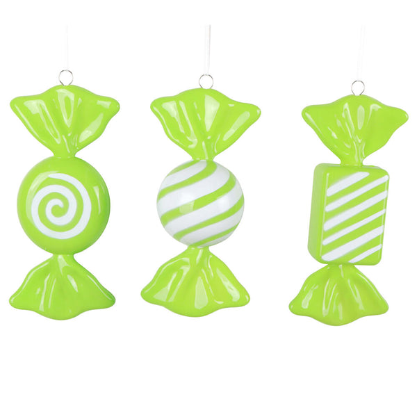 Bonbon vert lime et blanc 7,5"