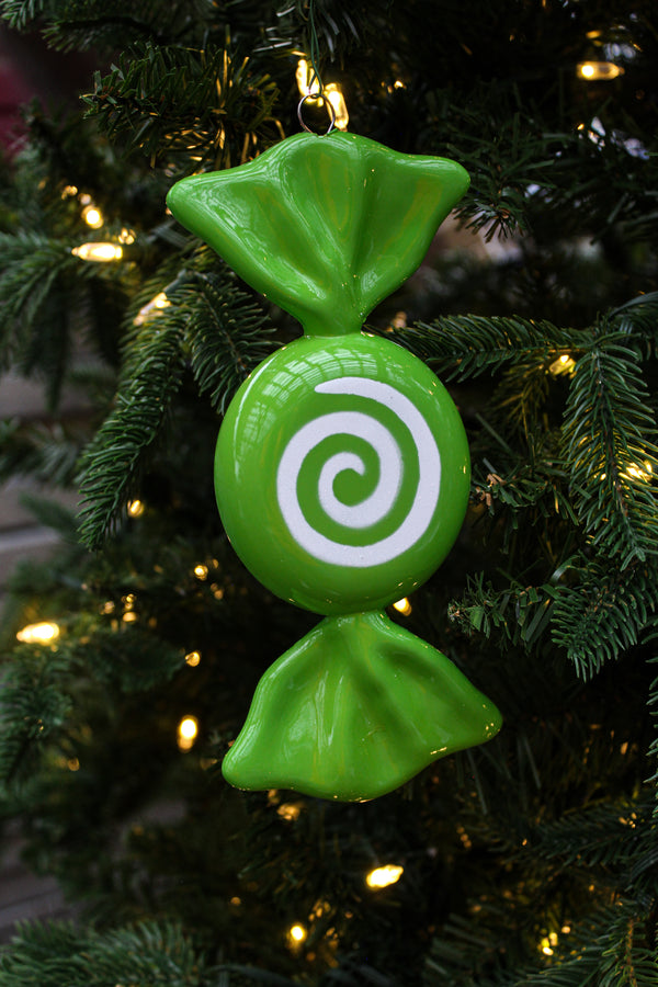 Bonbon vert lime et blanc 7,5"