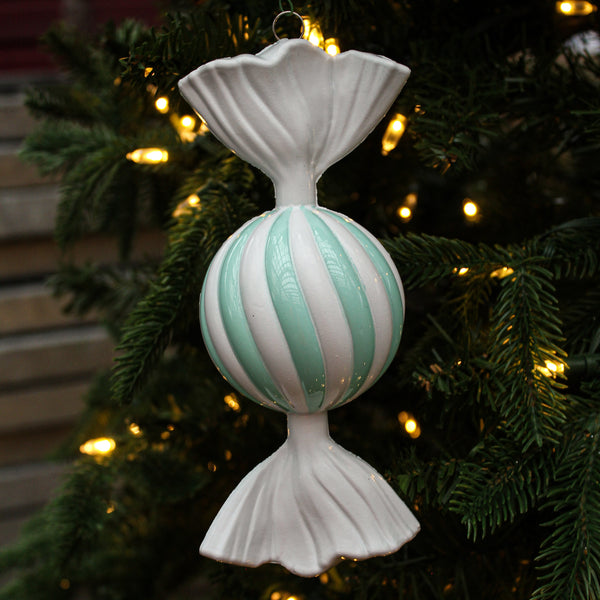 Bonbon aqua et blanc 7"