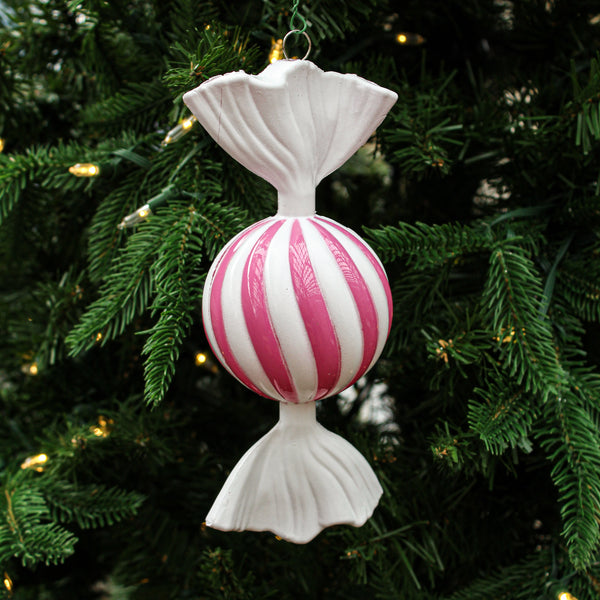 Bonbon rose vibrant et blanc 7"