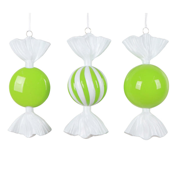 Bonbon vert lime et blanc 7"
