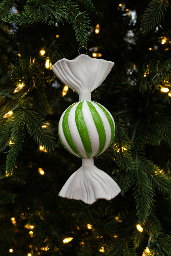 Bonbon vert lime et blanc 7"
