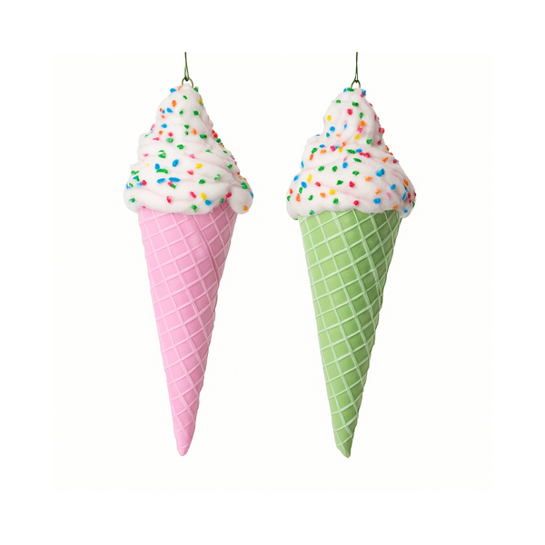 Assorted 7" Plastic Ice Cream Cone Ornament
