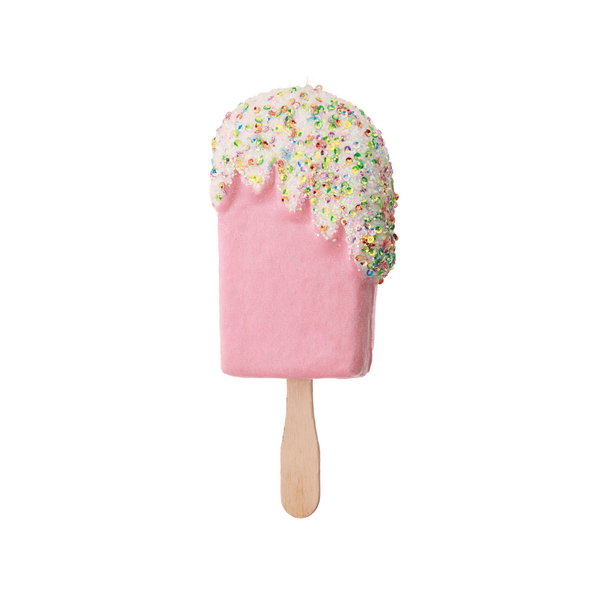 7" Velvet Ice Cream Cone Ornament with Sweet Sprinkles