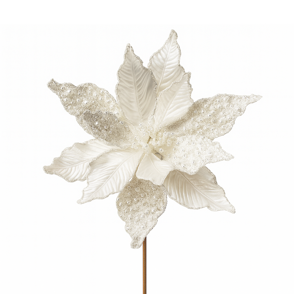 Tige de poinsettia nacré 24"