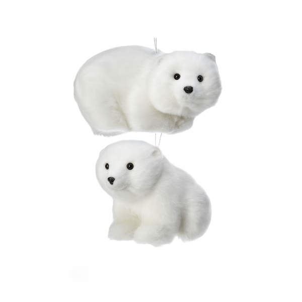 4.5" Assorted Fur Molded Polar Bear Ornament