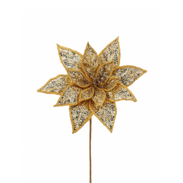 Tige de poinsettia métallique pailleté 24"