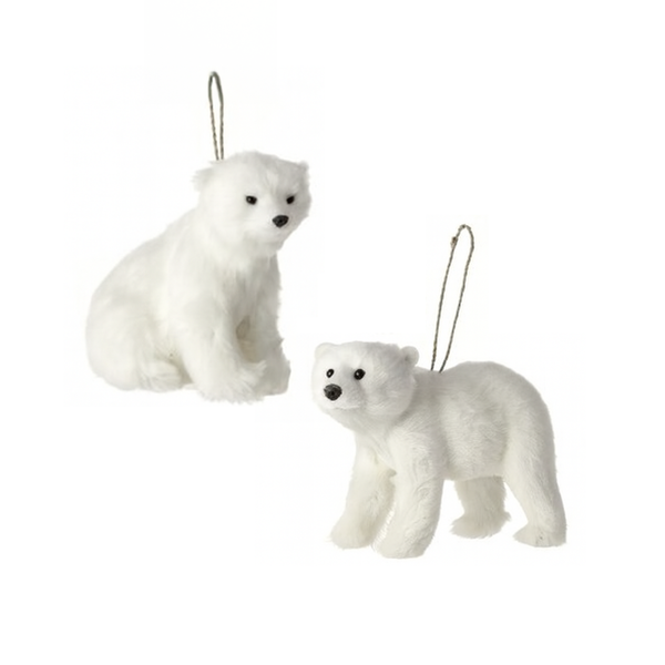 4.5-5" Faux Fur Polar Bear Ornament