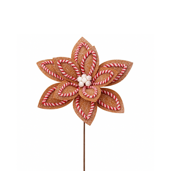 Tige de poinsettia sucre et épices 22"