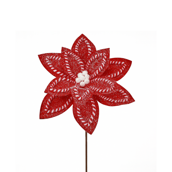 Tige de poinsettia sucre et épices 22"