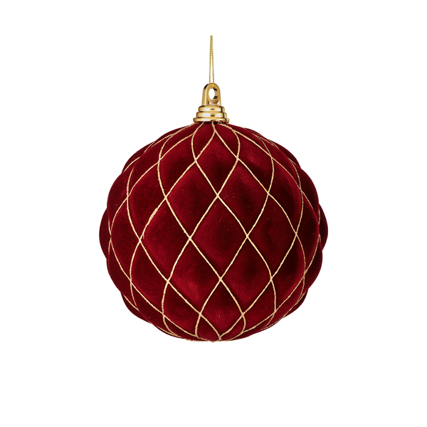 Boule en velours rouge à paillettes motif diamant 8"