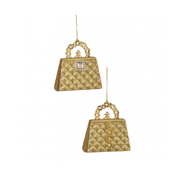 4" Assorted Plastic Glitter Handbag Ornament