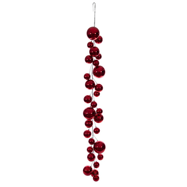 Guirlande 6' composée de boules rouges de grosseurs variées