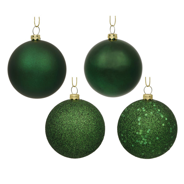 Boules incassables vert foncé assorties 3" boîte de 16 unités