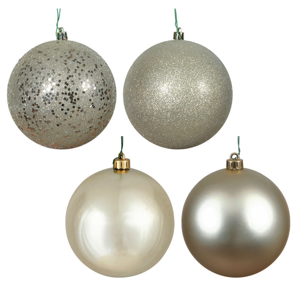 Boules incassables champagne assorties 3" boîte de 16 unités