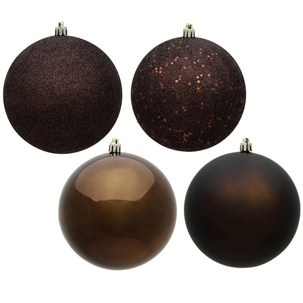 Boules incassables brun chocolat assorties 3" boîte de 16 unités