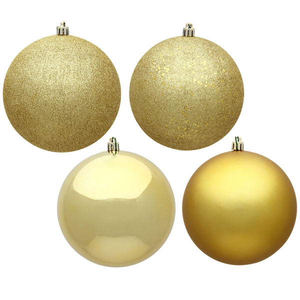 Boules incassables dorées assorties 3" boîte de 16 unités