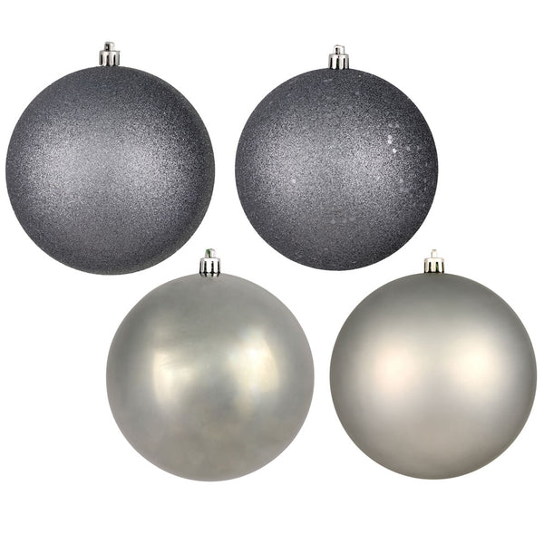 Boules incassables gris métallique assorties 3" boîte de 16 unités