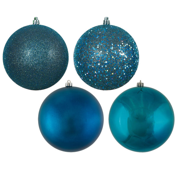 Boules incassables bleu sarcelle assorties 3" boîte de 16 unités