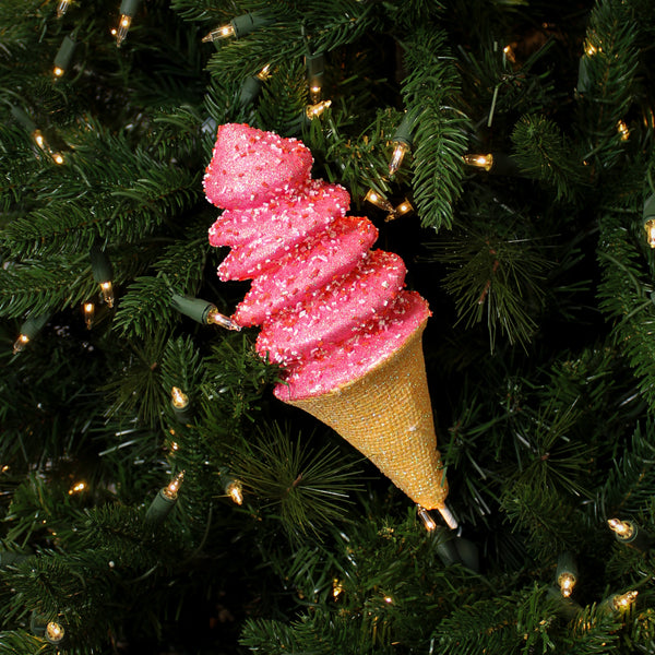 Tige cornet de glace avec vermicelles décoratifs 16"