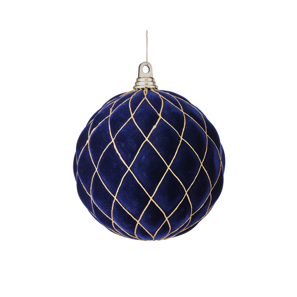 Boule en velours bleu à paillettes motif diamant 8"