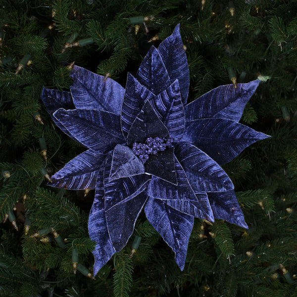Midnight Blue Poinsettia Stem 21.5