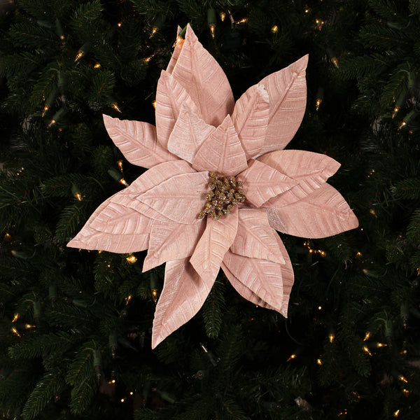 Tige de poinsettia rose 21,5" fleur 18"