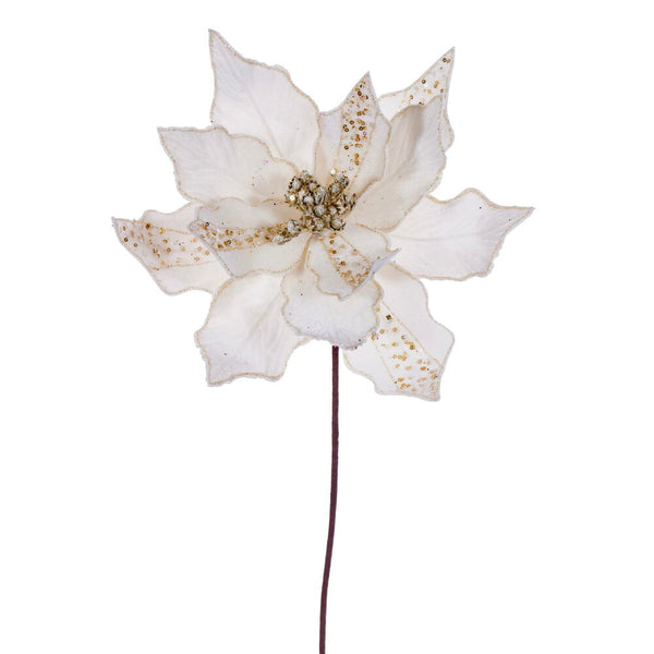 Tige de poinsettia velours crème 20" fleur 10"