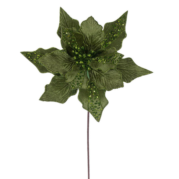 Tige de poinsettia velours vert lime 20" fleur 10"