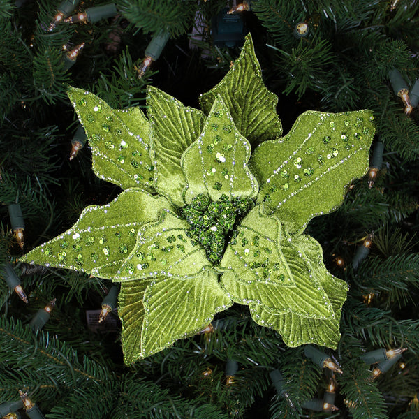 Tige de poinsettia velours vert lime 20