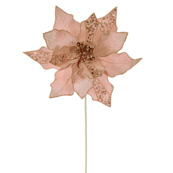 Tige de poinsettia velours rose 20" fleur 12"