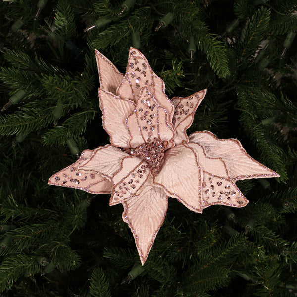Tige de poinsettia velours rose 20" fleur 12"