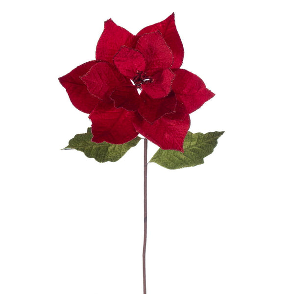 Tige de poinsettia velours rouge 20" fleur 12"