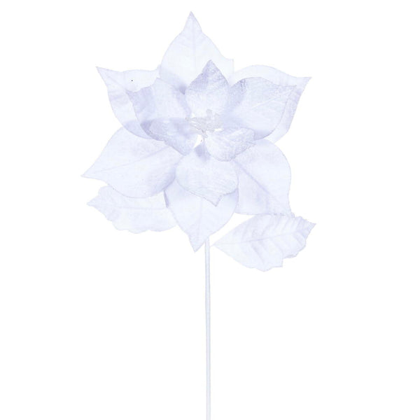 Tige de poinsettia velours blanc 20" fleur 12"