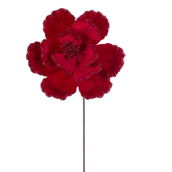 Tige de magnolia velours rouge 20" fleur 10"