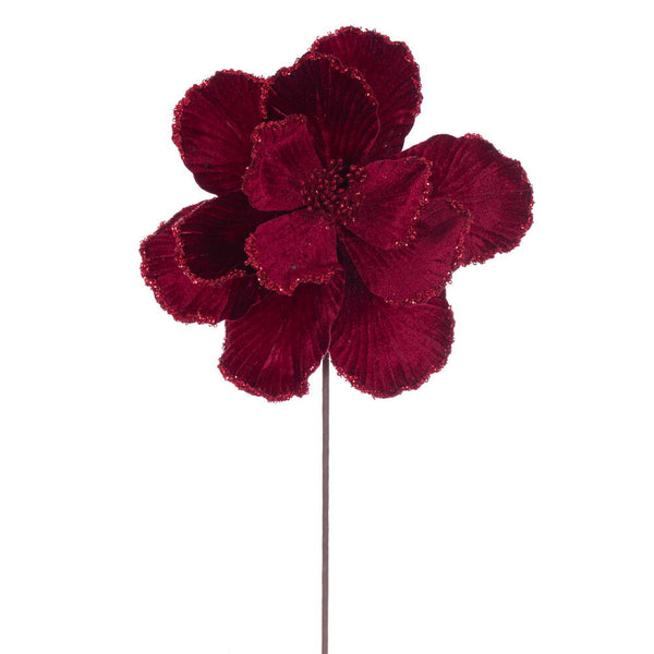 Tige de magnolia velours bourgogne 20" fleur 10"