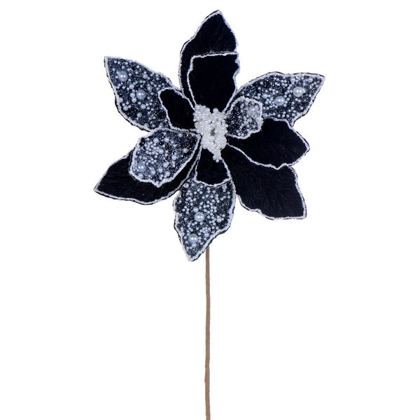 Tige de poinsettia 17" velours noir fleur 11"