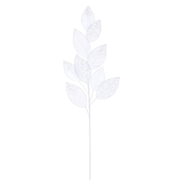 Tige feuillage 32" velours blanc