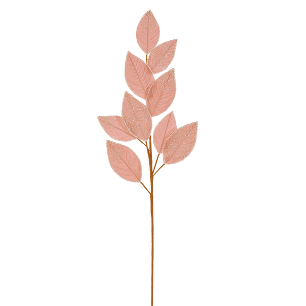 Tige feuillage 32" velours rose
