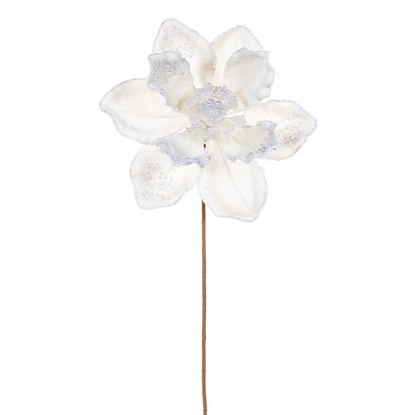 Tige de magnolia 17" velours perle fleur 8"