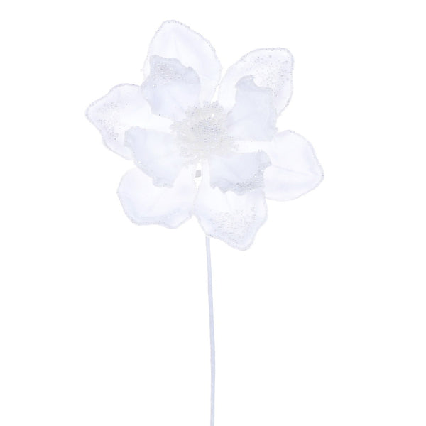 Tige de magnolia 17" velours blanc fleur 8"