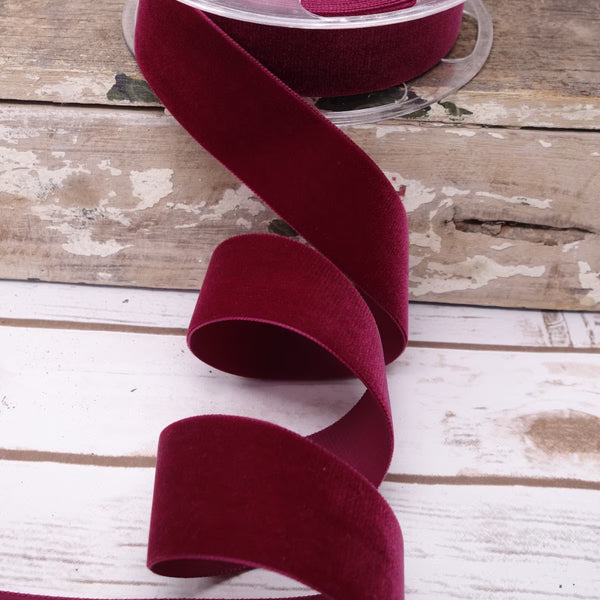 Ruban velours suisse bordeaux 1,5 cm x 10 m
