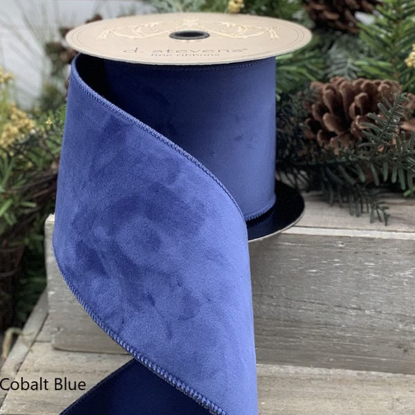 Ruban en velours et taffetas bleu cobalt – 10 cm x 9 m