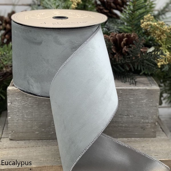 Ruban en velours et taffetas eucalyptus – 6 cm x 9 m