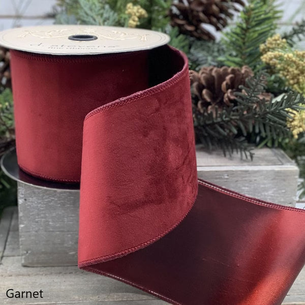 Ruban velours dos taffetas grenat 10 cm x 10 m